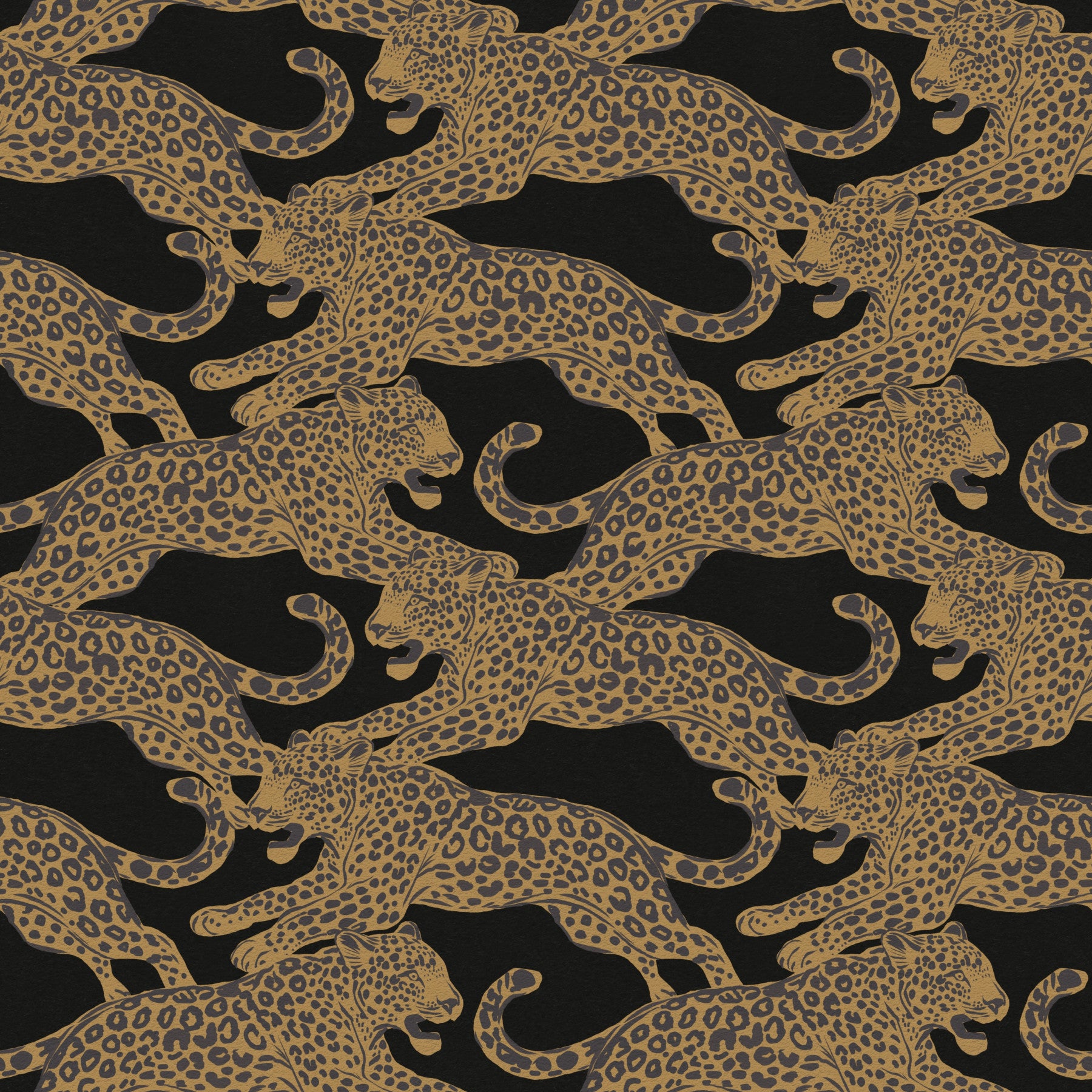 Kids Bedroom styled around the Prowling Leopards Pattern wallpaper in gold and black 