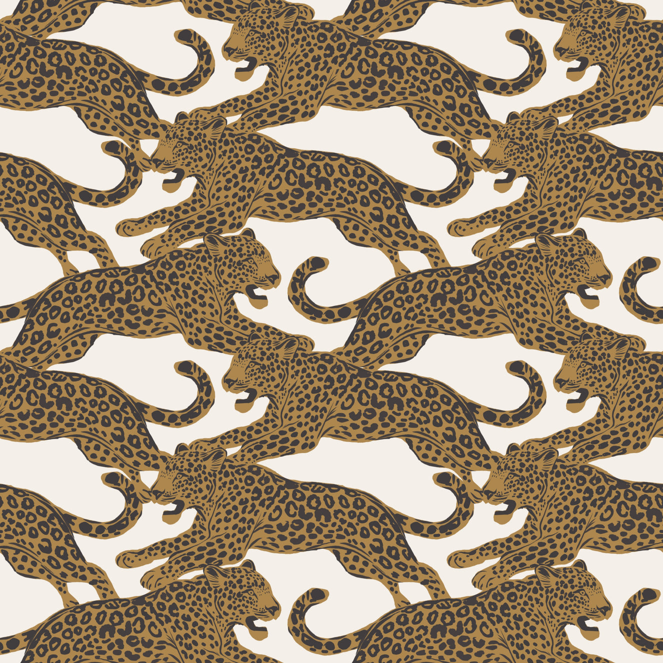 Golden Leopard Chase  Wallpaper⁠