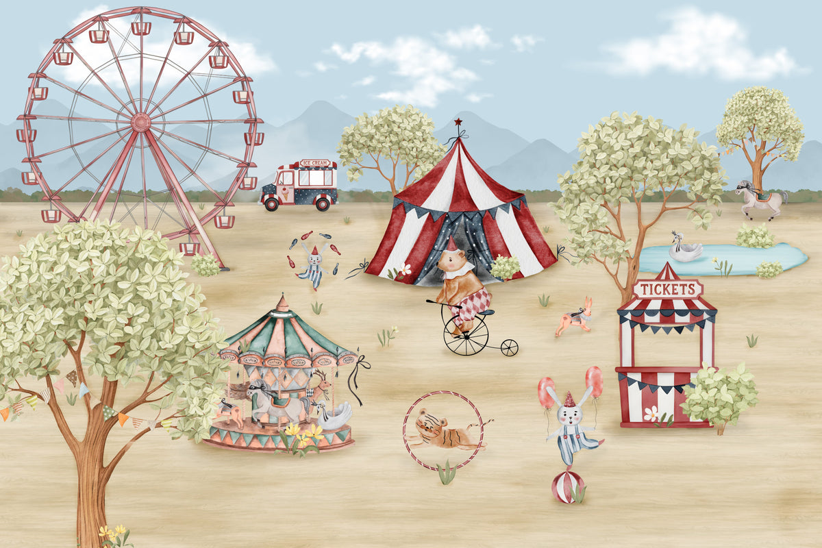 Whimsical Carnival Day Wall Mural in your room