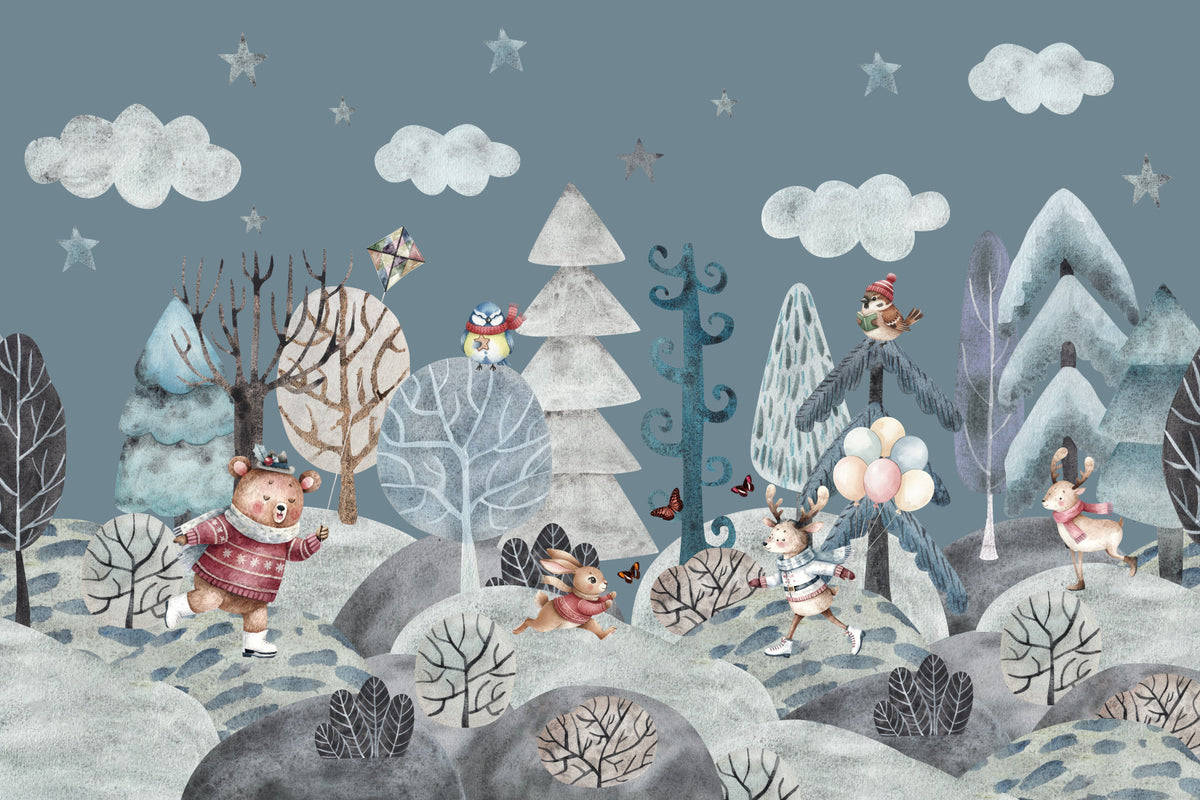 Frolicking Forest Friends Wall Mural
