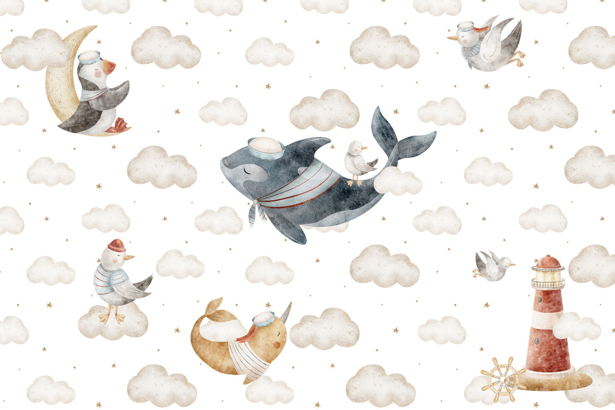Nautical Cloud Dreams Wall Mural in your room