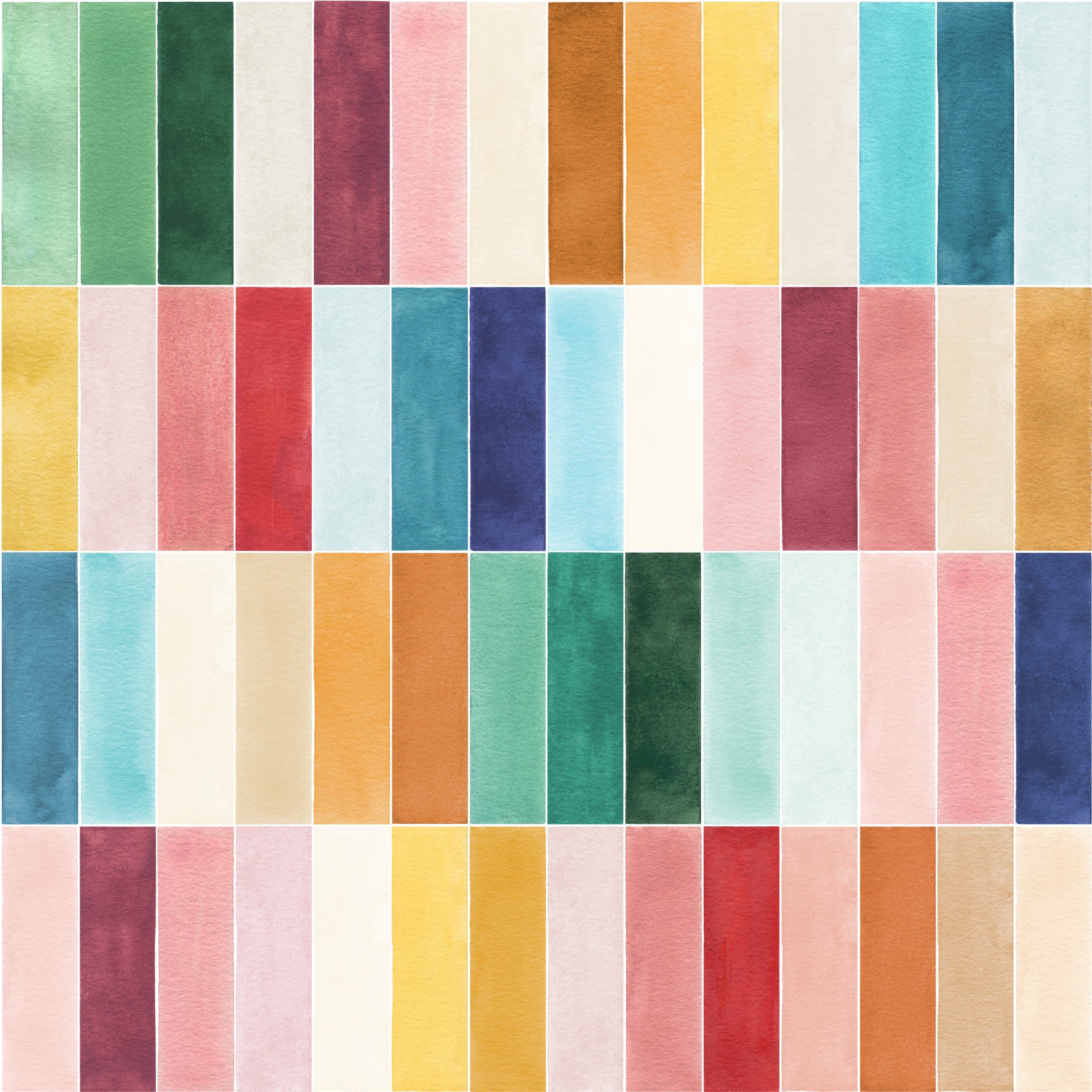Modern Rectangular Tiles Colorful Watercolor Wallpaper⁠