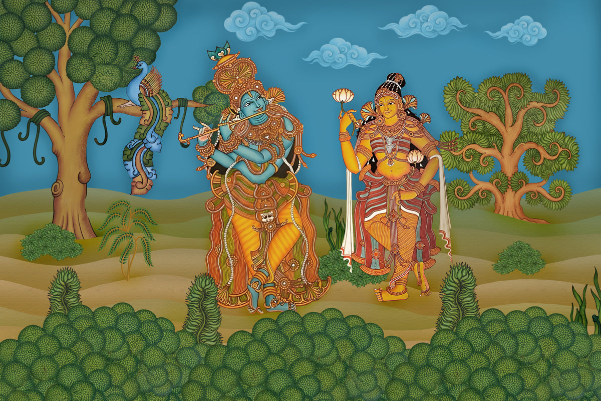 Divine Melody & Lotus Bloom Wall Mural in your room — zoomed