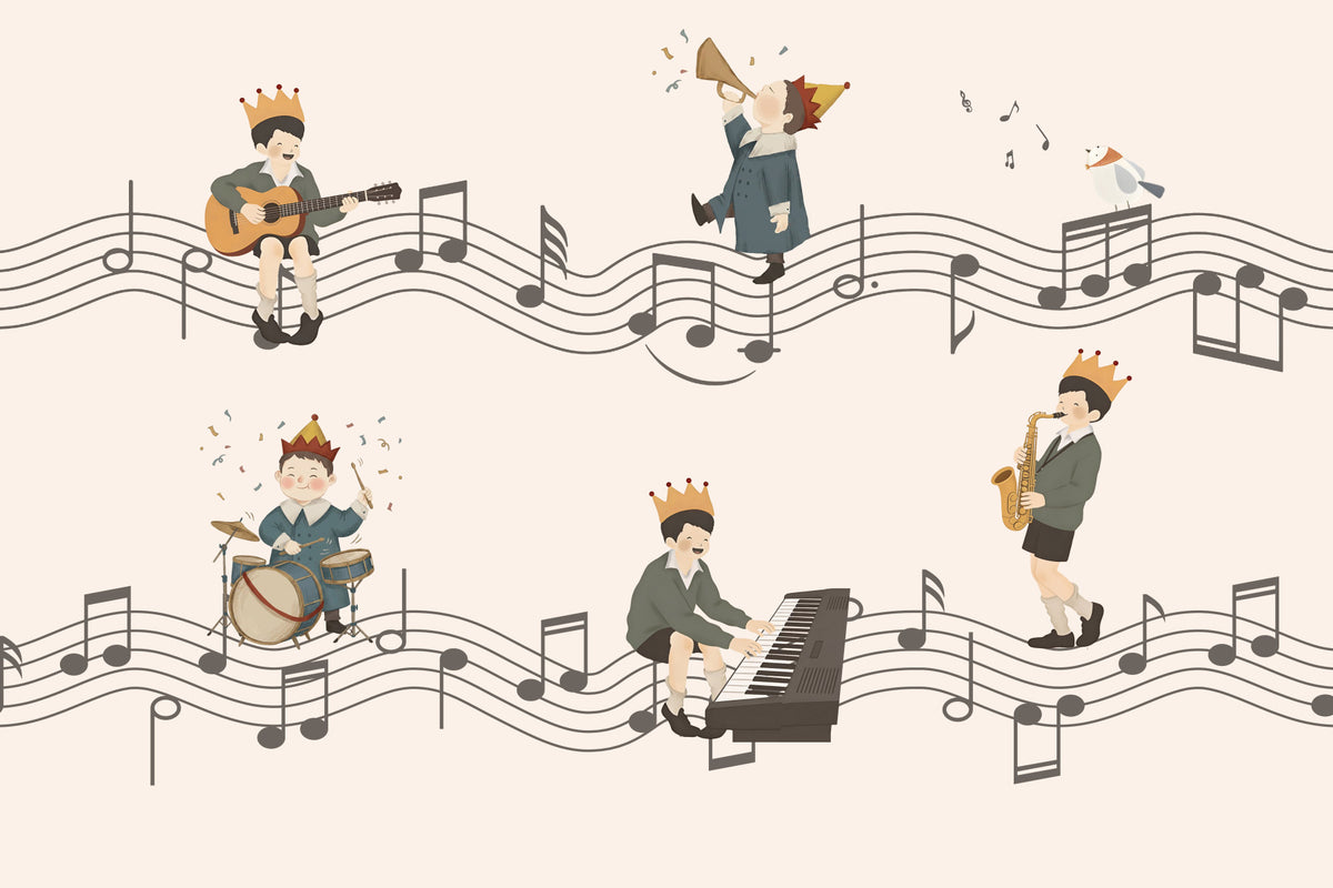 Whimsical Melody Makers Wall Mural in your room — zoomed