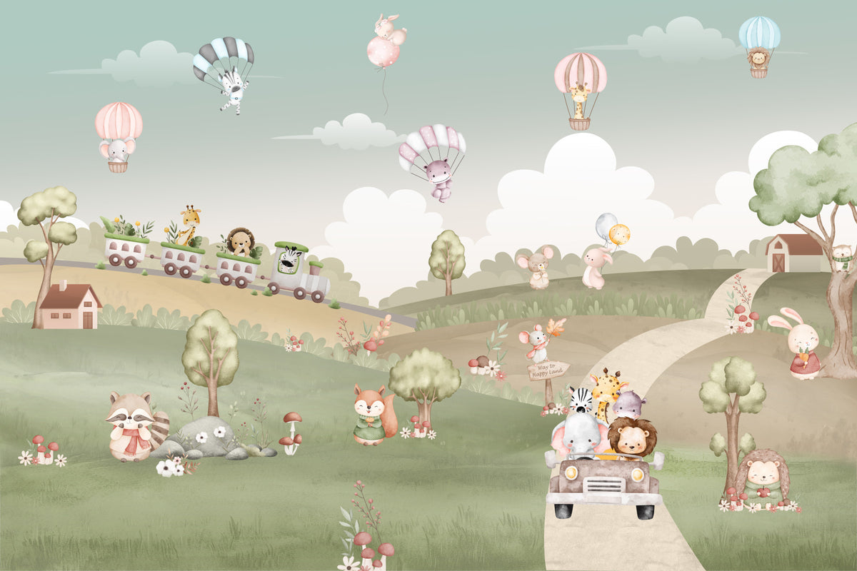 Whimsical Woodland Adventure Wall Mural in your room — zoomed