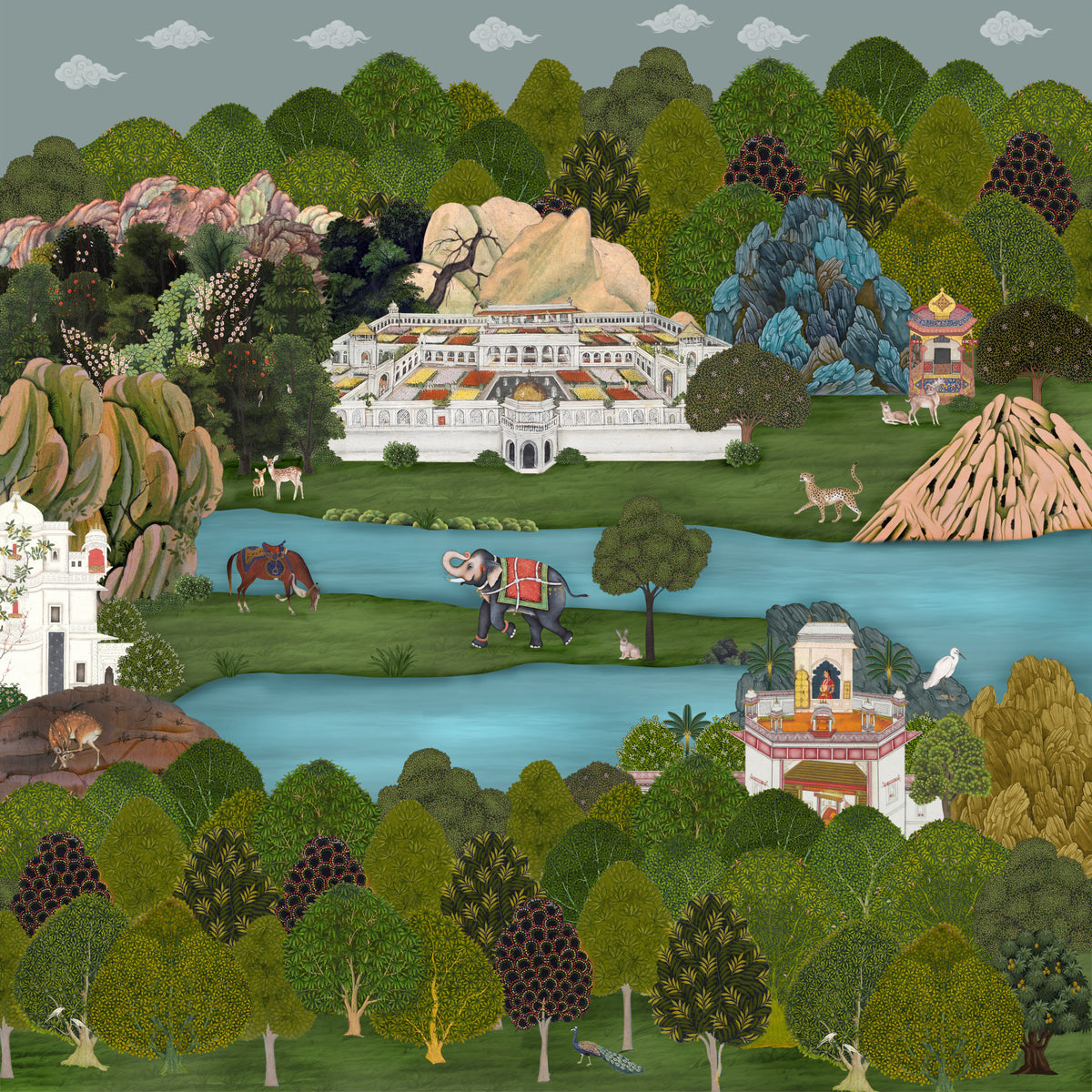 Mughal Oasis Landscape Wall Mural in your room — zoomed