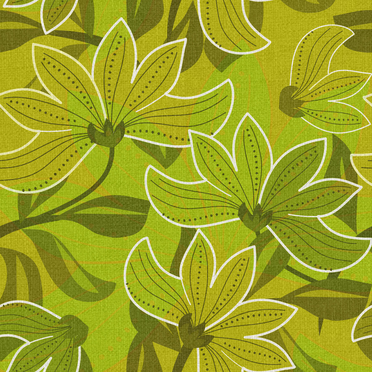 Groovy Green Bloom Wallpaper⁠ in your room — zoomed