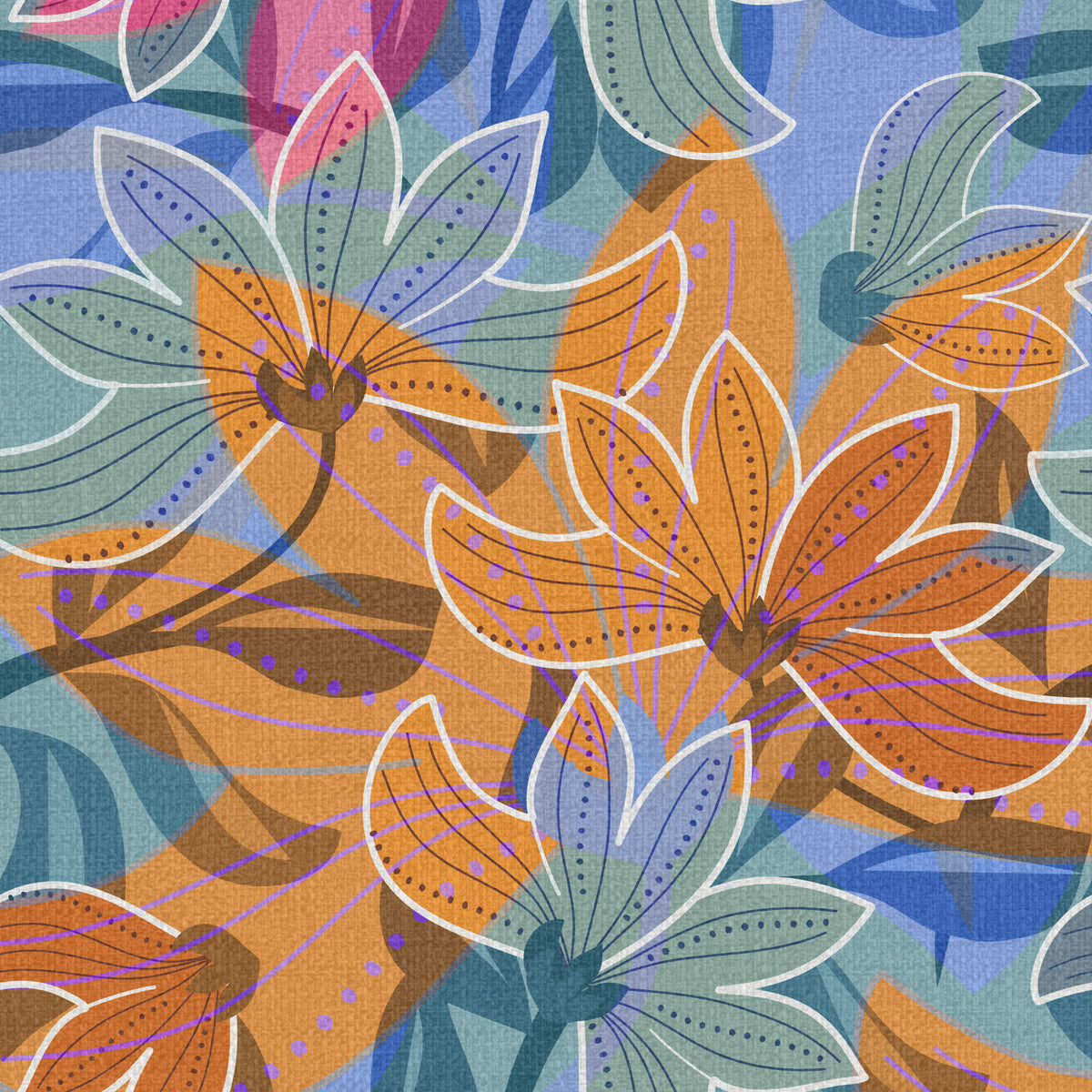 Layered Floral Canvas Wallpaper⁠ in your room — zoomed