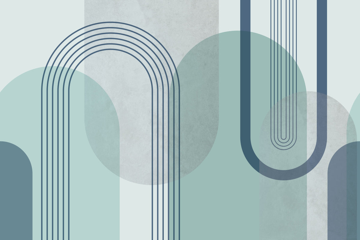 Modernist Blue Geometry Wall Mural in your room
