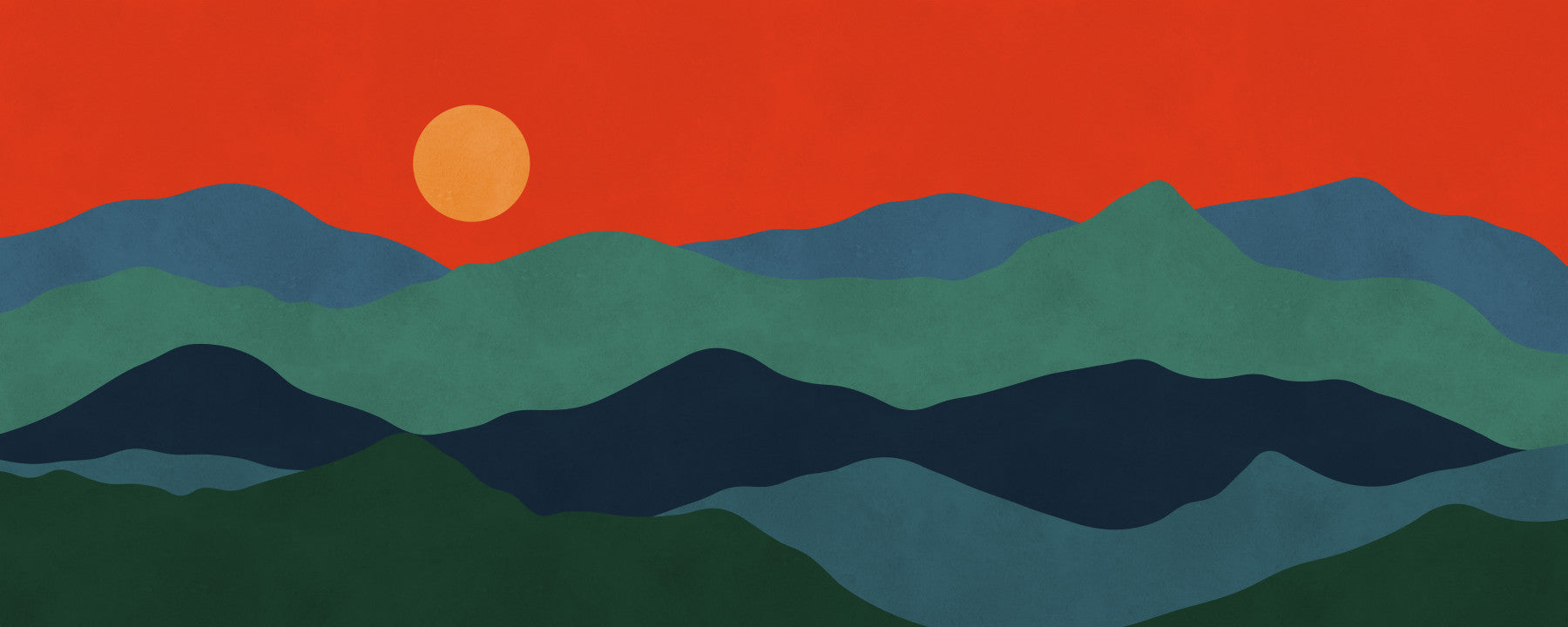 Mid-Century Mountain Glow Wall Mural