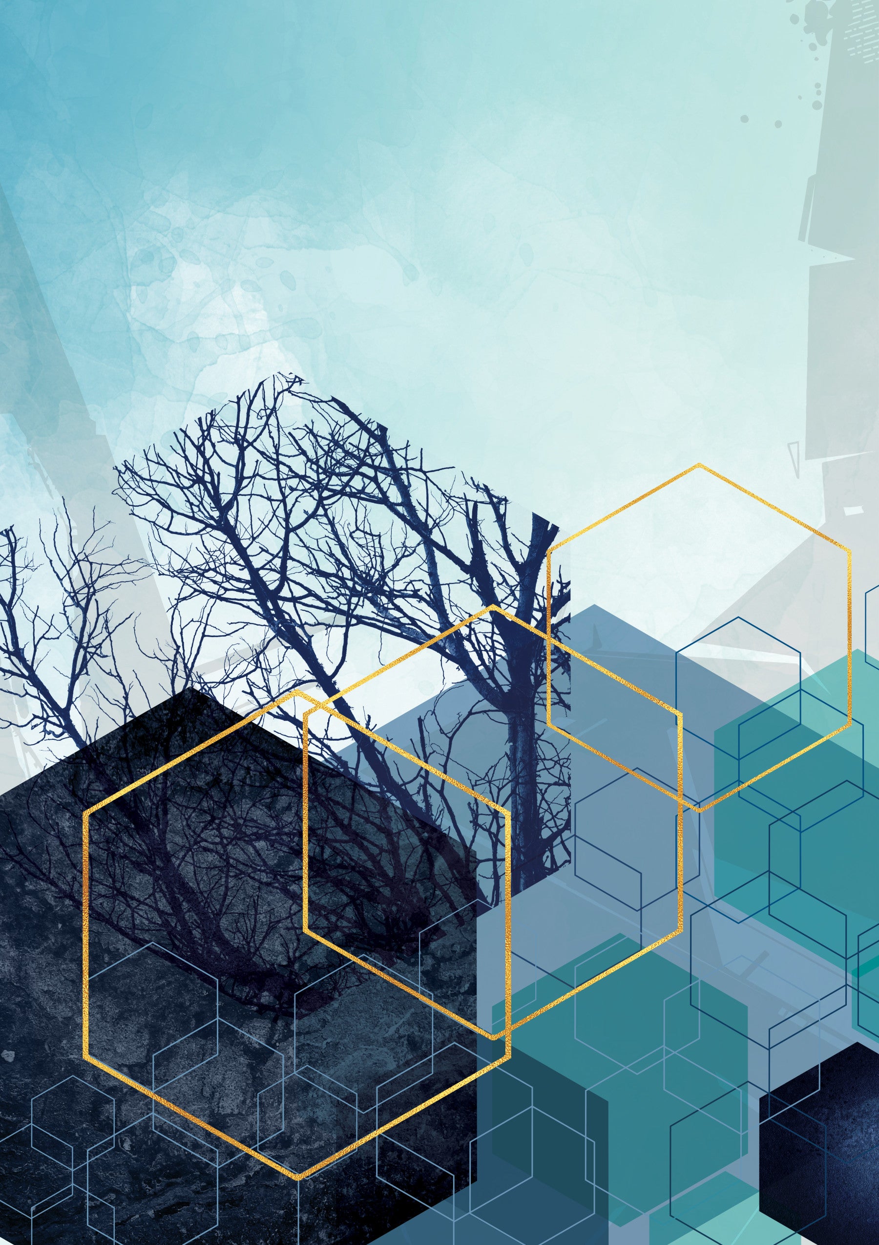 Gilded Forest Geometry Wall Mural
