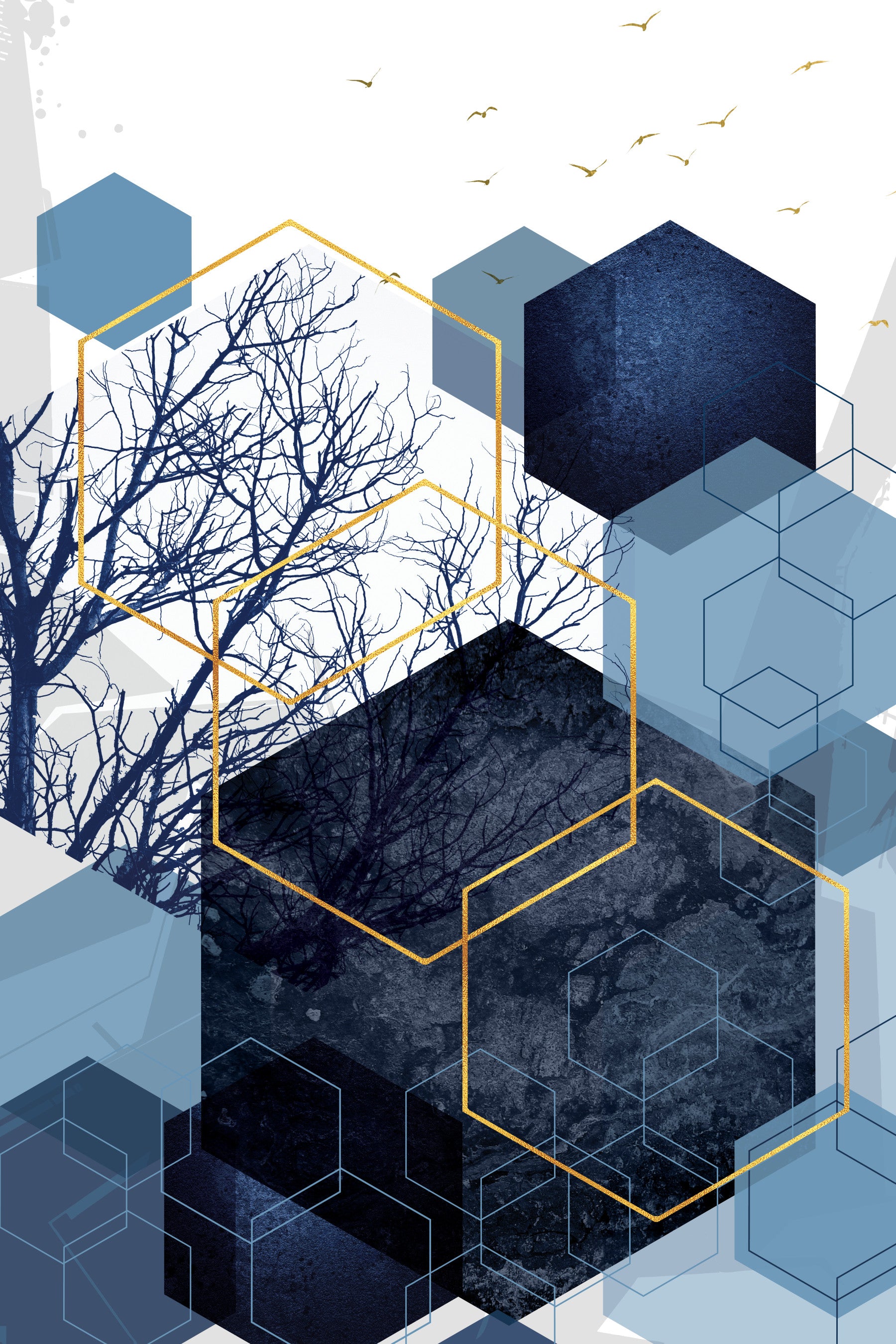Azure Geometry Wall Mural