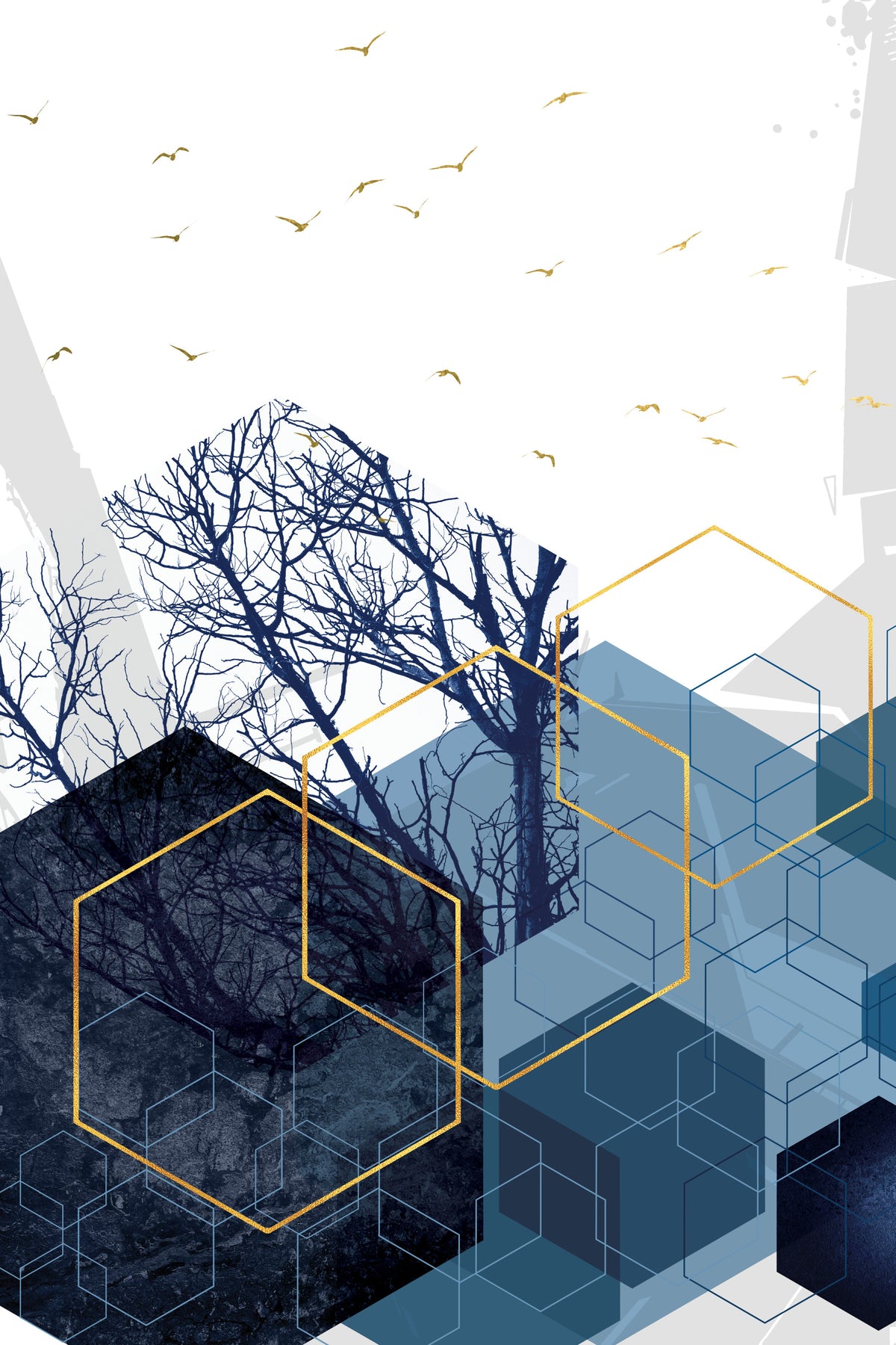 Azure Geometry 2 Wall Mural in your room