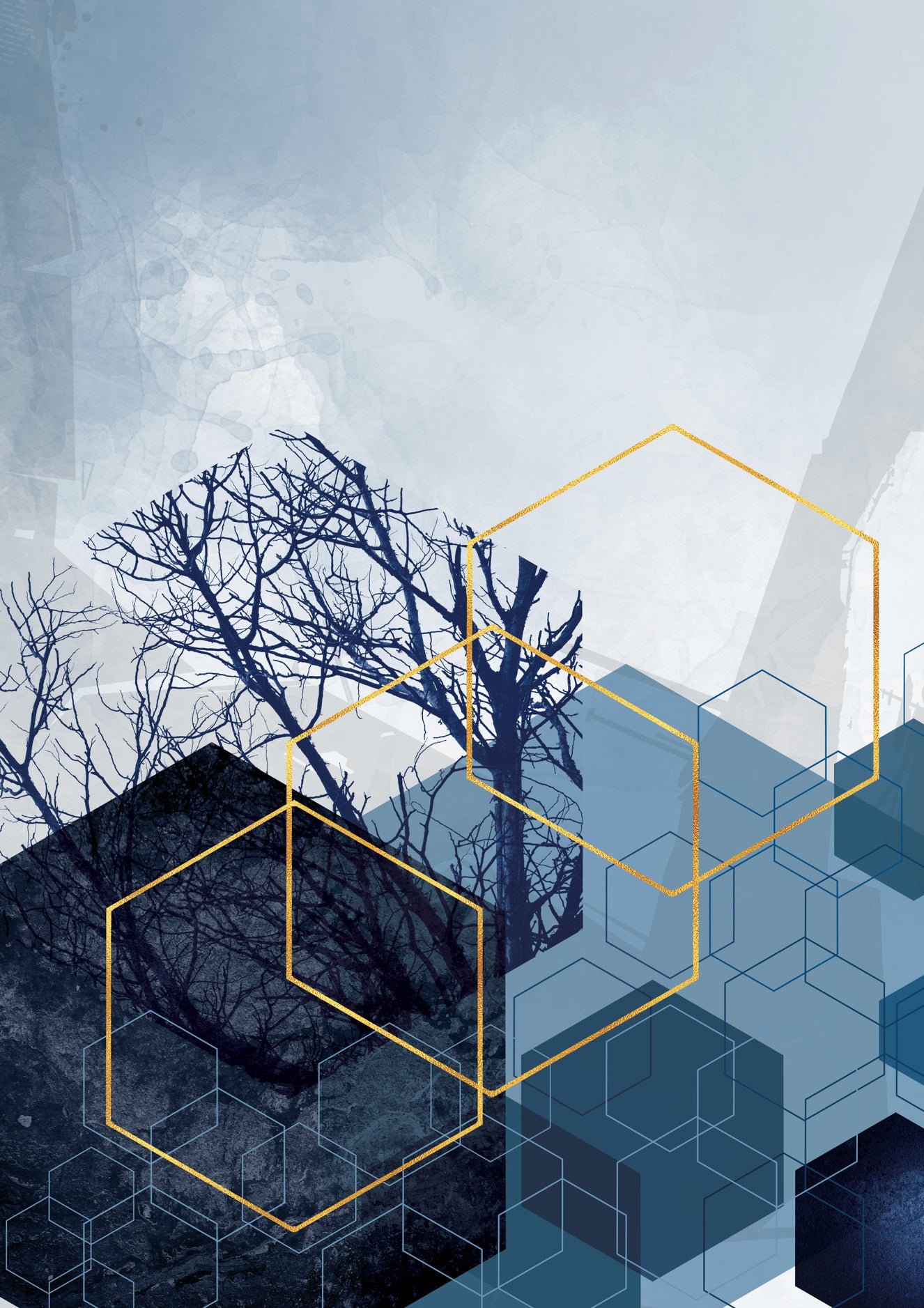 Geometric Forest Glimmer 2 Wall Mural