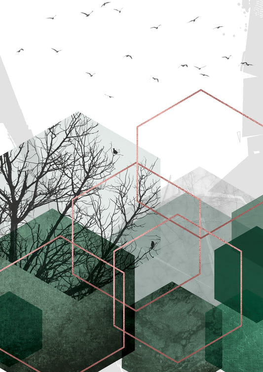 Emerald Hexagon Vista Wall Mural