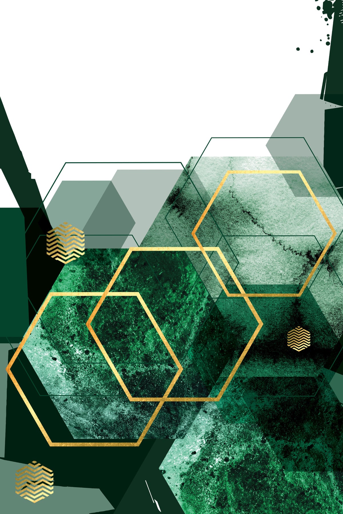Verdant Hexagon Glamour 2 Wall Mural in your room — zoomed