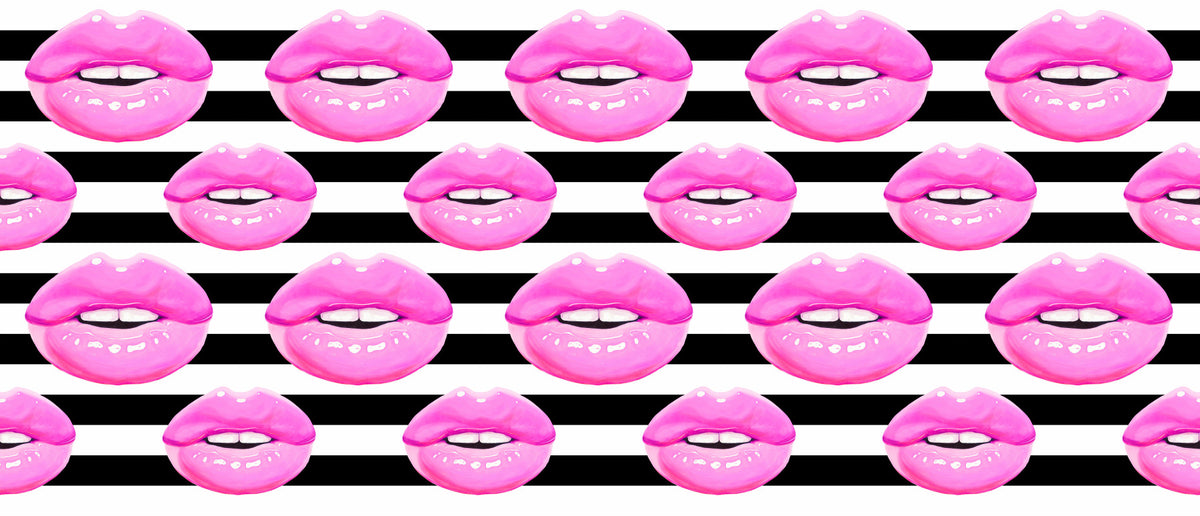 Pop Kiss Stripes Wall Mural in your room — zoomed