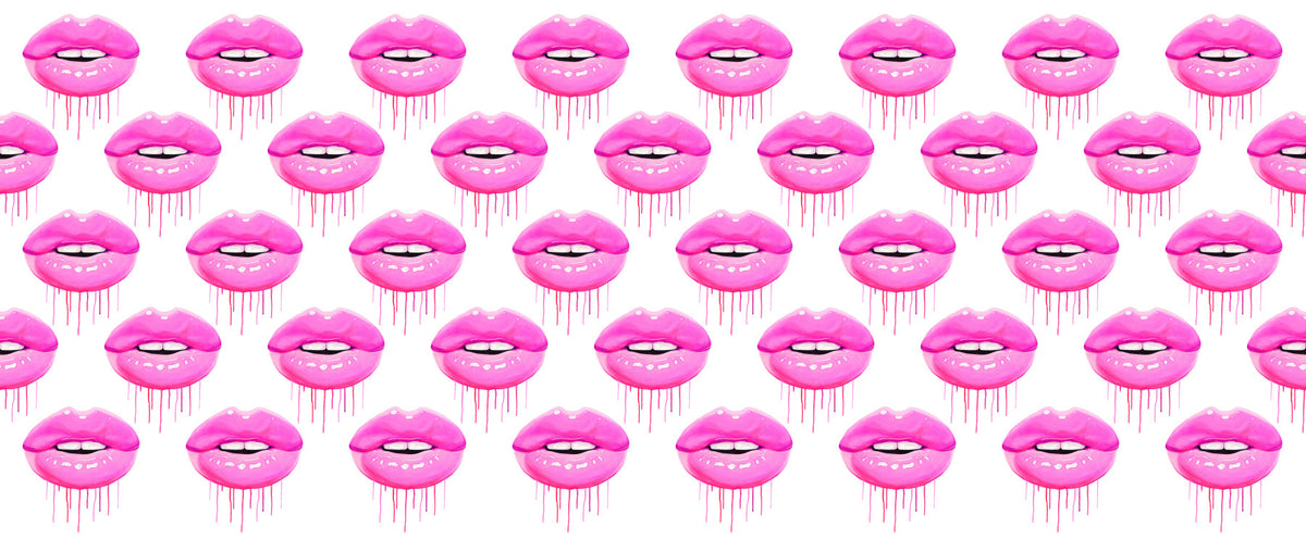 Fuchsia Kiss Pop Pattern Wall Mural in your room — zoomed