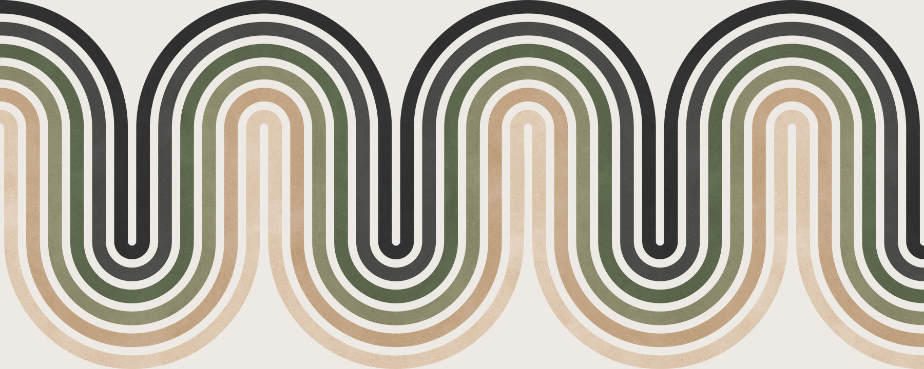 Office Organic Rhythm Curves wall mural with layered retro arches
