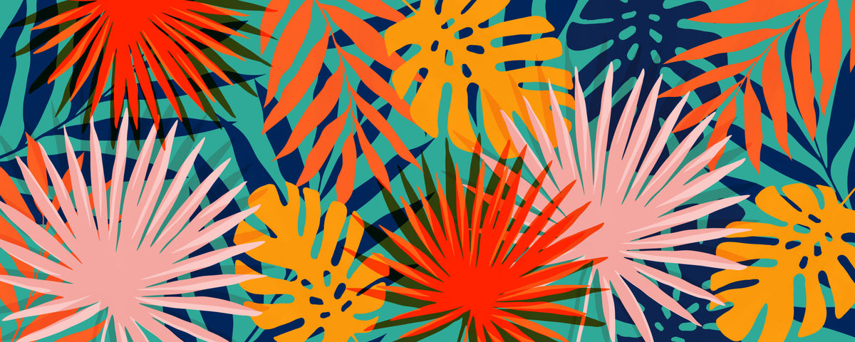 Tropical pattern Wall Mural in your room — zoomed