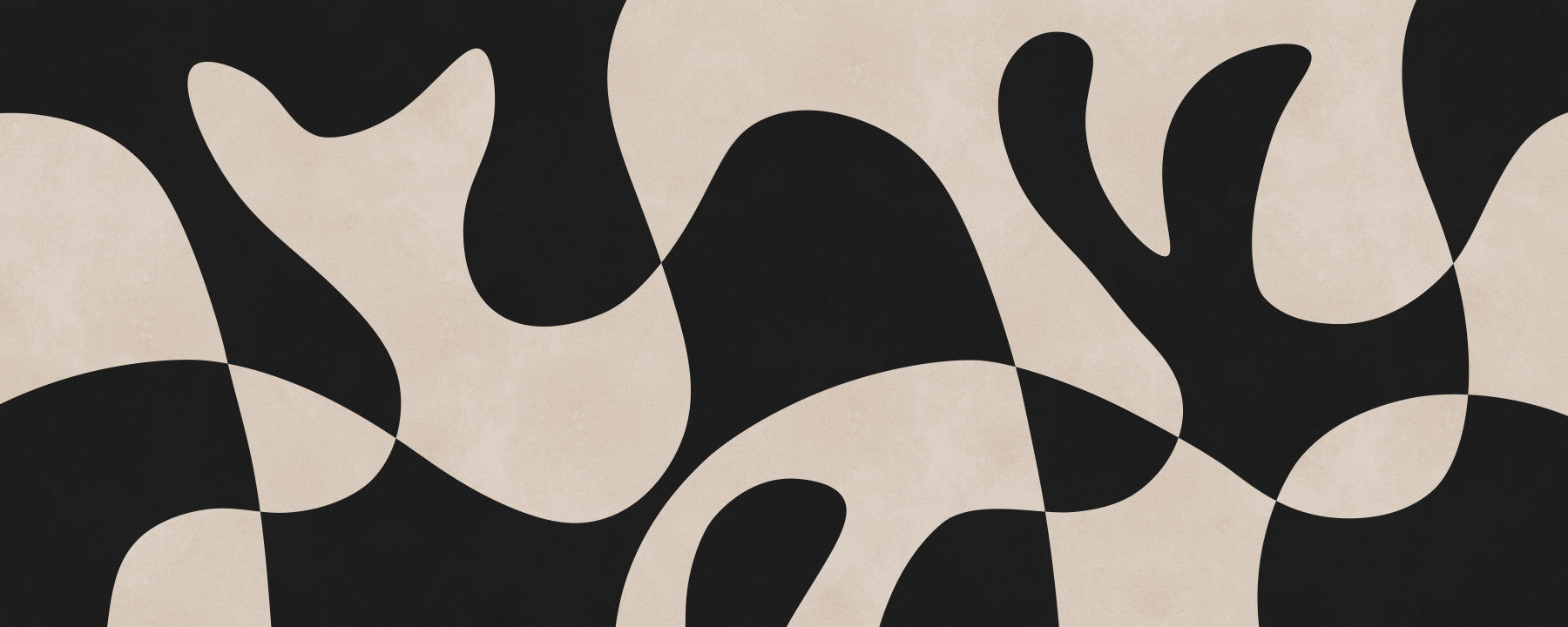 Living room Organic Flow Monochromatic Wall Mural with sweeping black curves
