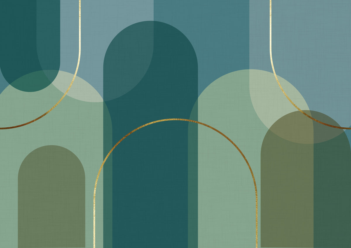 Emerald Arches & Bronze Curves Wall Mural in your room — zoomed
