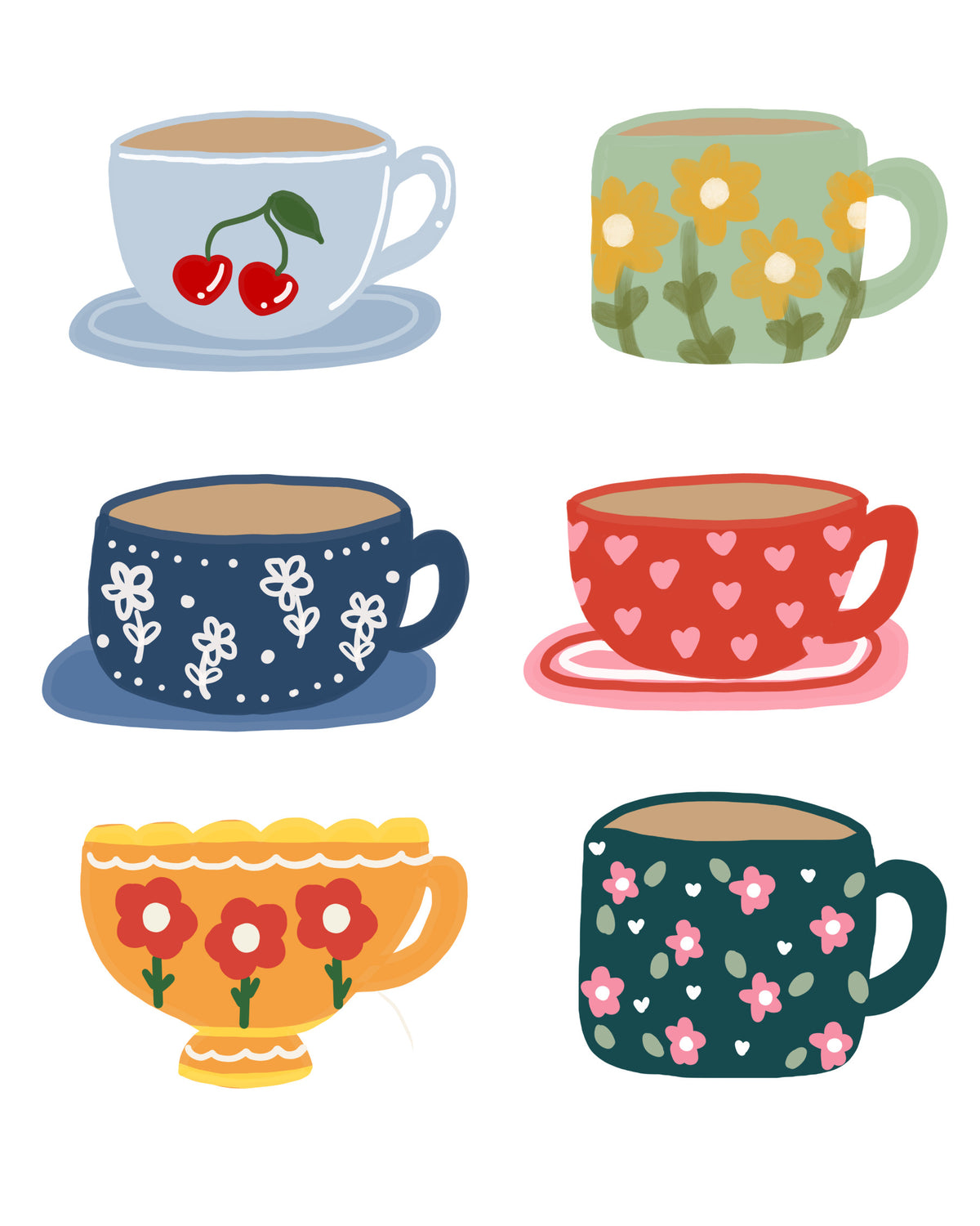 Tea Cups Wall Mural in your room