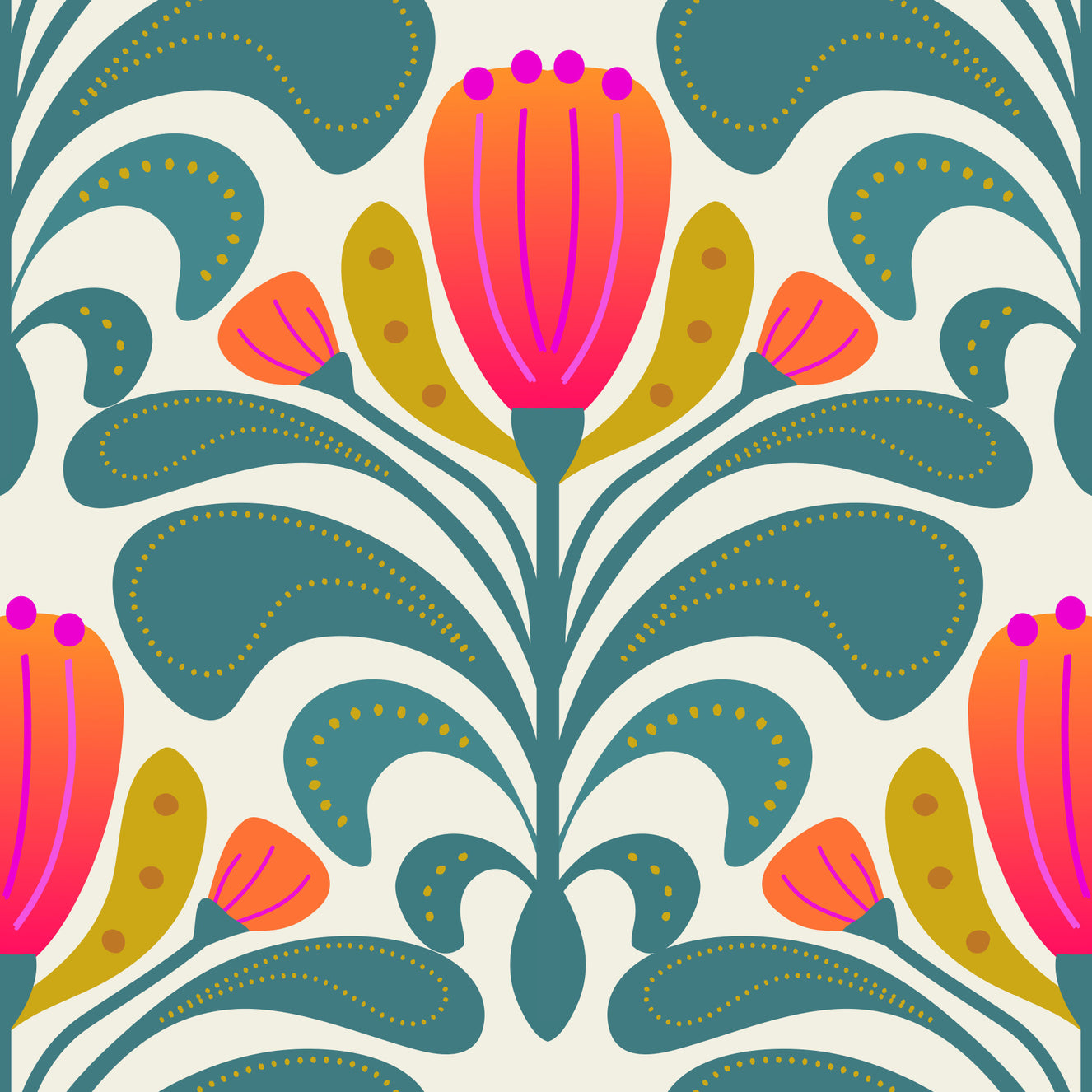 Bold Botanical Tapestry Wallpaper⁠