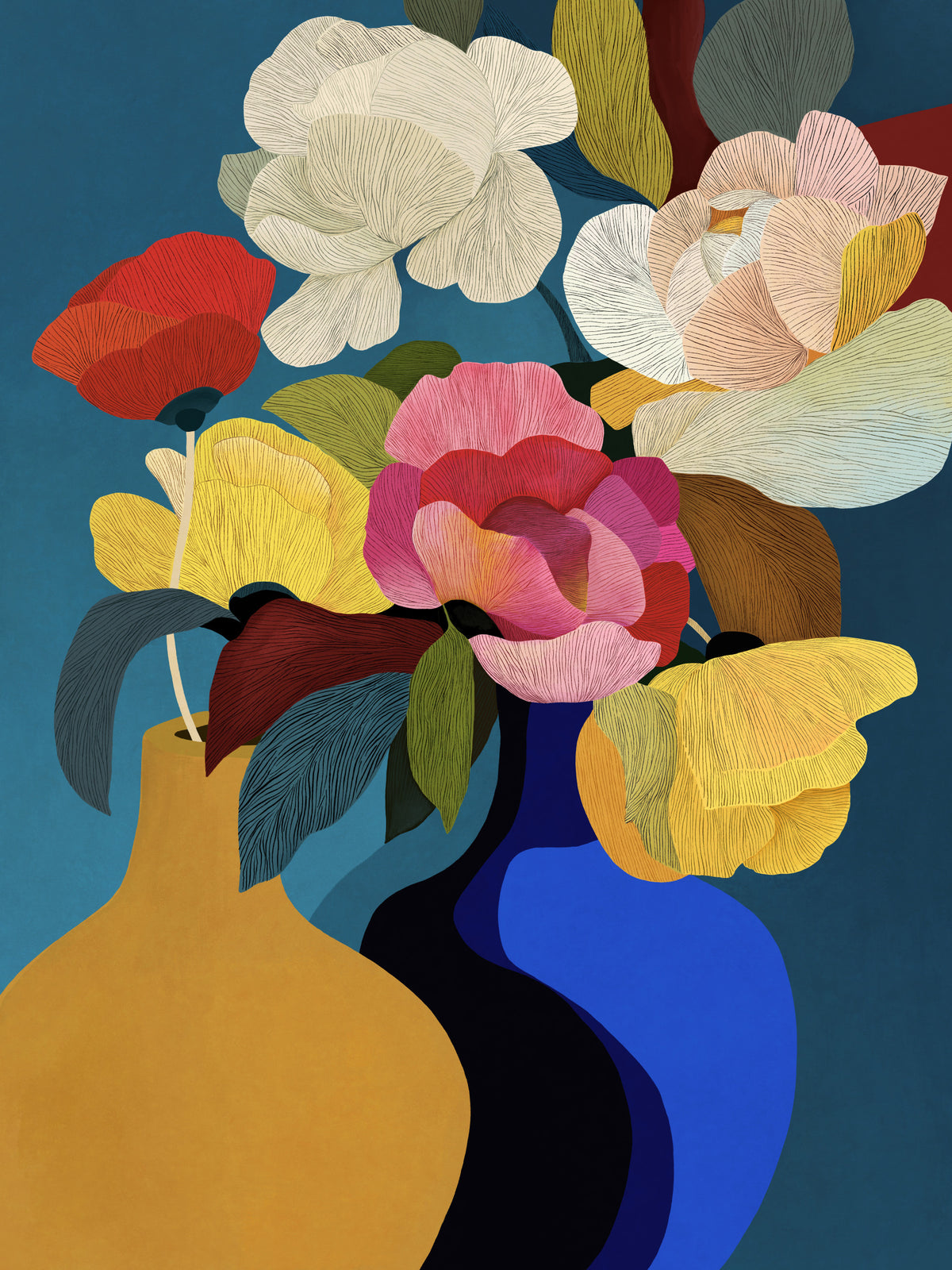 Vibrant Botanical Harmony Wall Mural