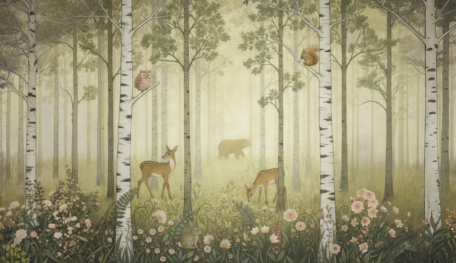 Forest Animals and Wildflowers – Summer Wall Mural