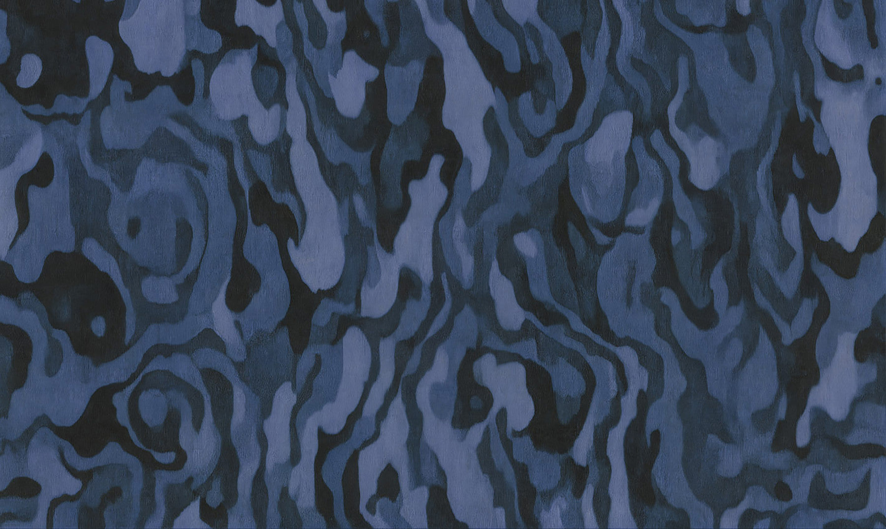 Midnight blue marbling spreads through a calm living room on the Ettore Veins wall mural.