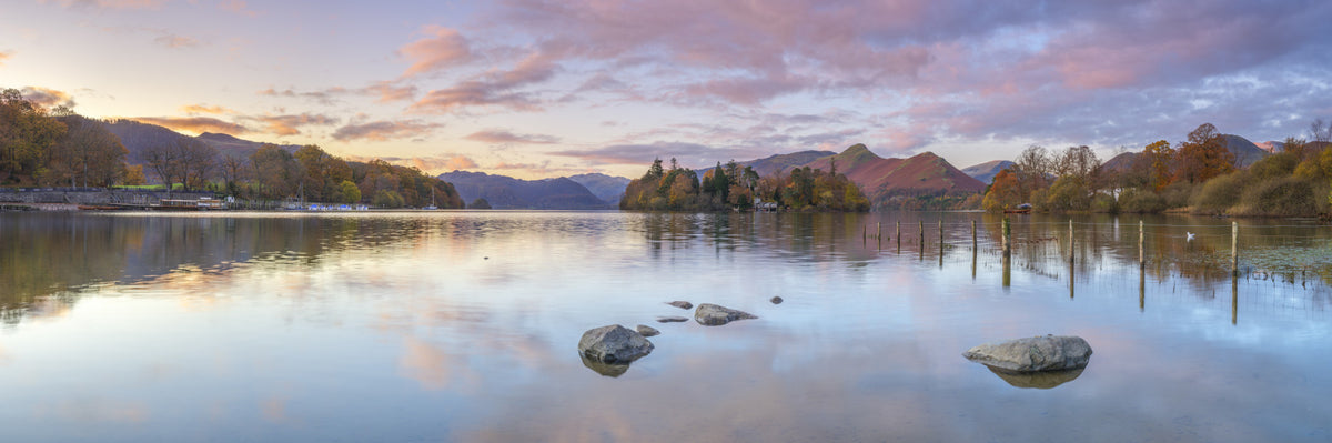 Autumn Lakeside Glow Wall Mural in your room — zoomed
