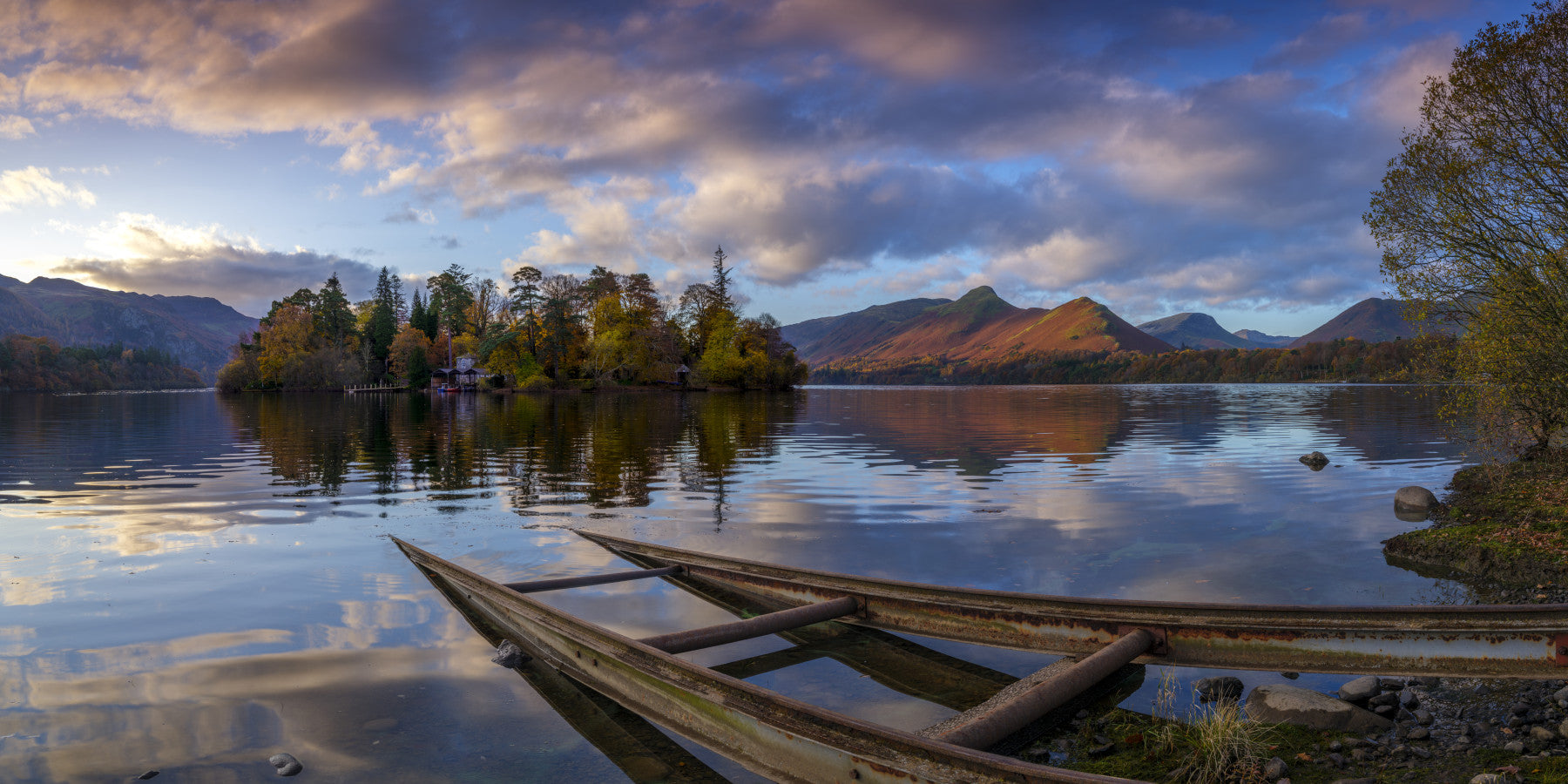 Lakeside Reflections: Autumn Glow Wall Mural
