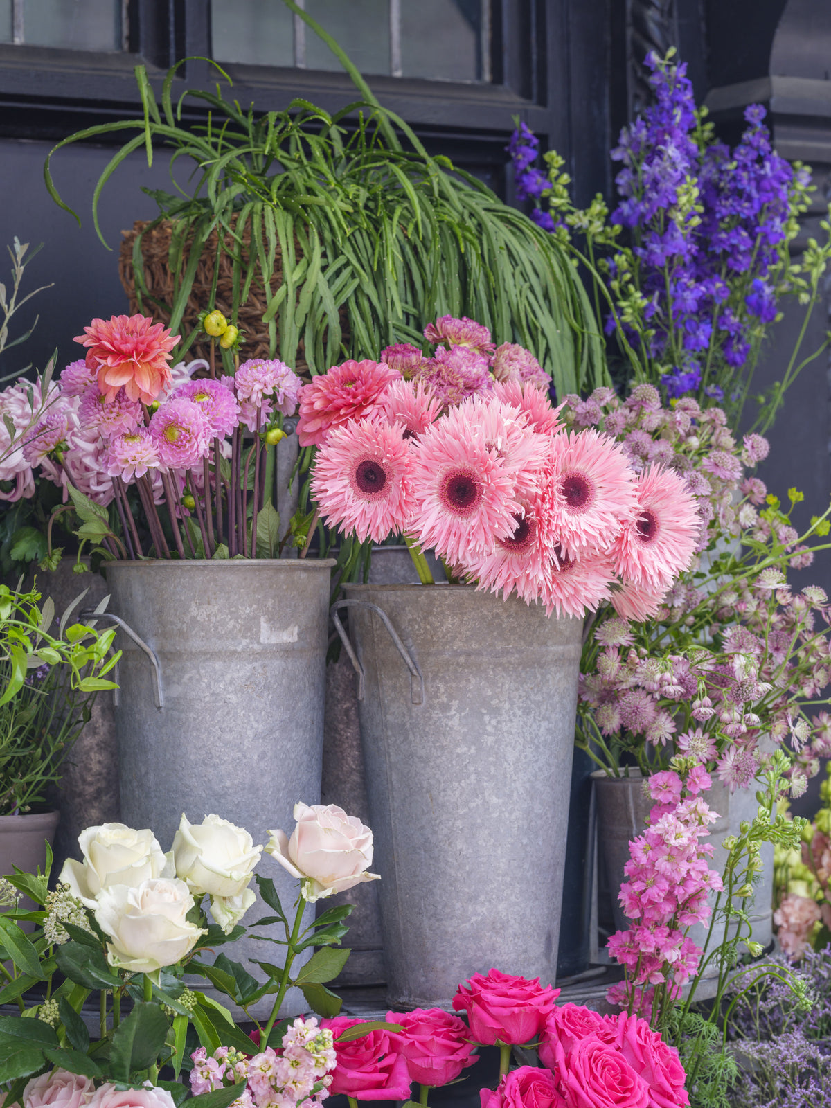Vibrant Flower Market Display Wall Mural in your room