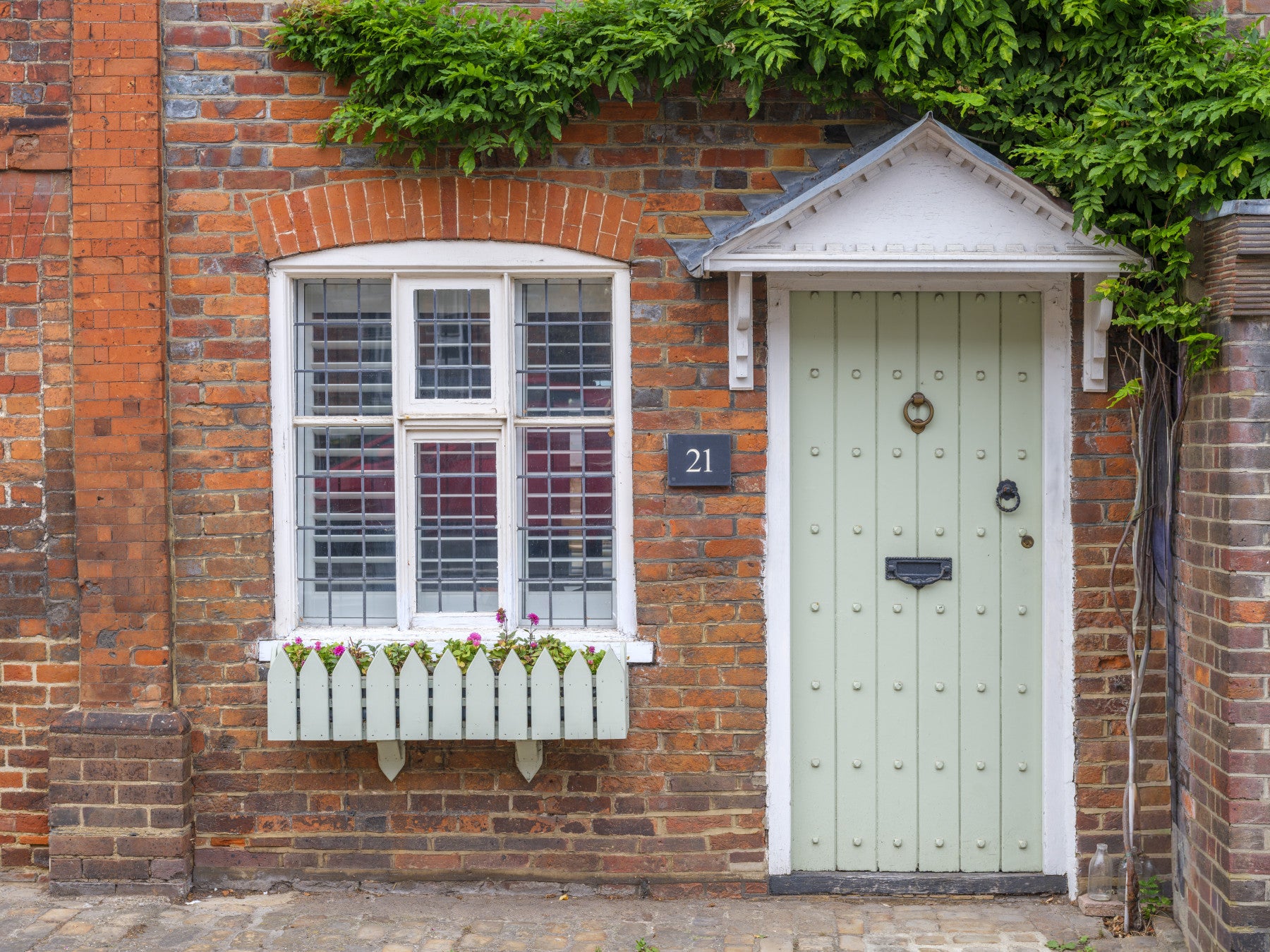 English Garden Cottage Facade Wall Mural