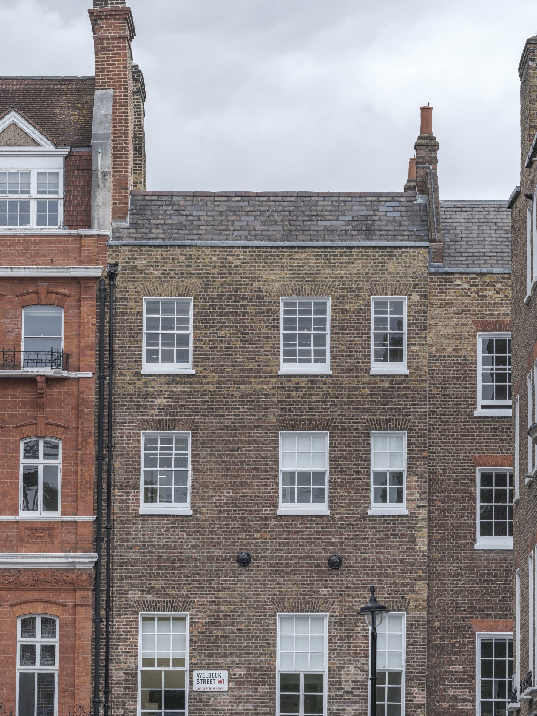 London townhouse wall mural with classic Welbeck Street facades