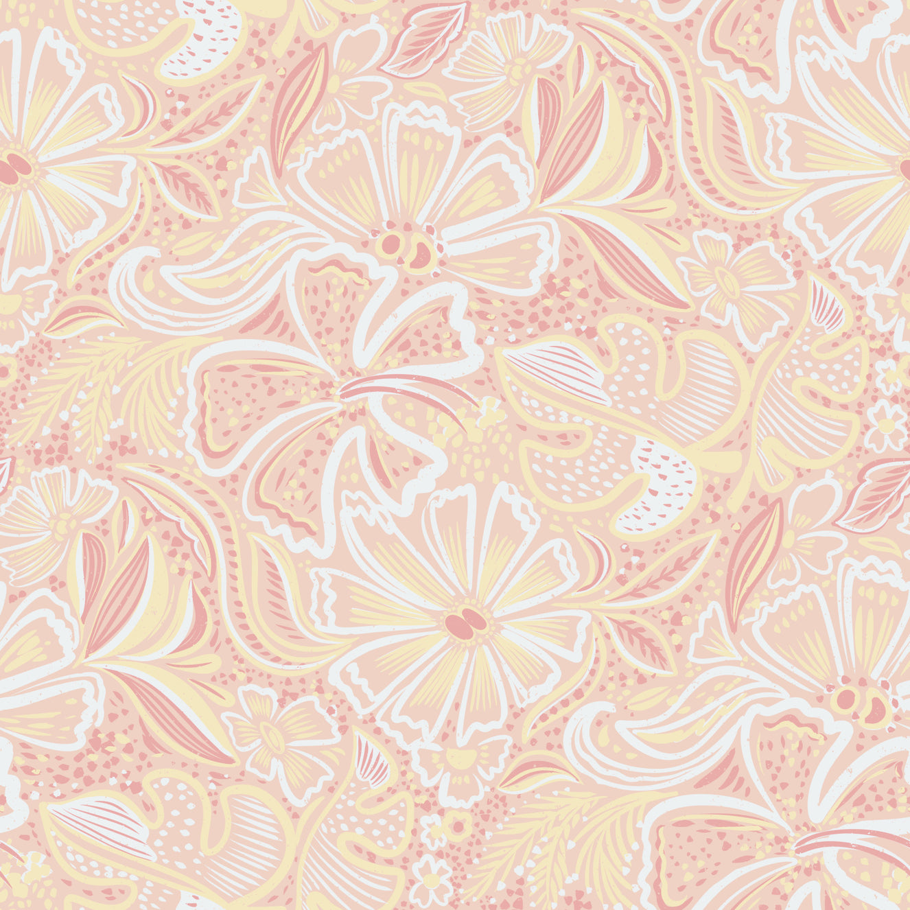 Peachy Floral Whimsy Wallpaper⁠