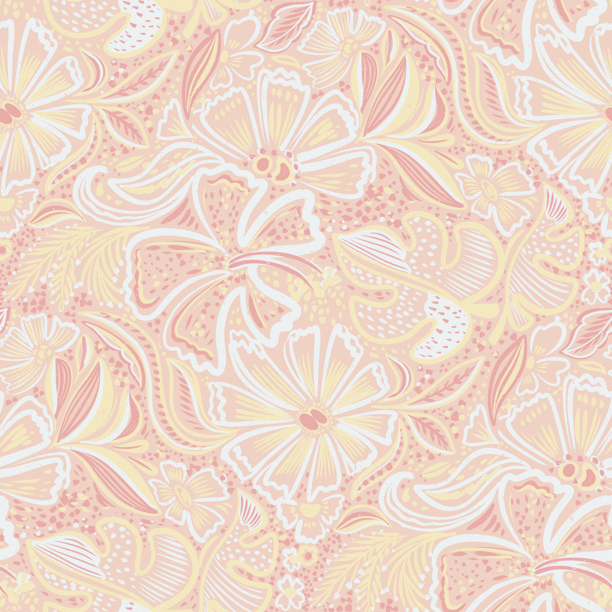 Peachy Floral Whimsy Wallpaper⁠ in your room