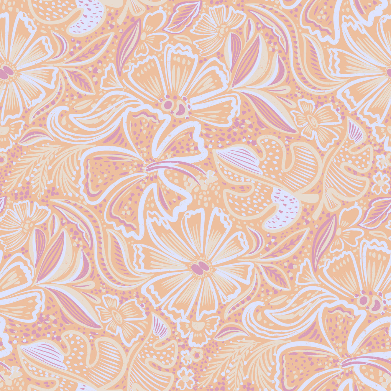 Soft Peach Floral Swirl Wallpaper⁠
