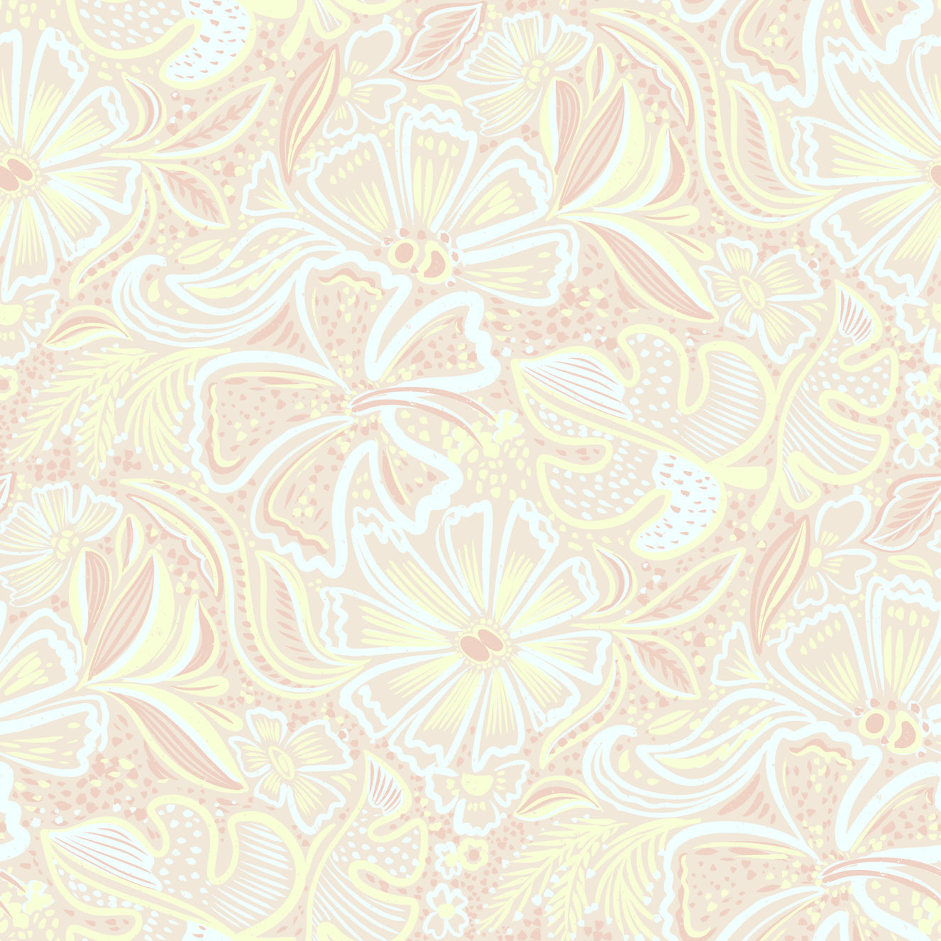 Whimsical Pastel Bloom Swirl Wallpaper⁠
