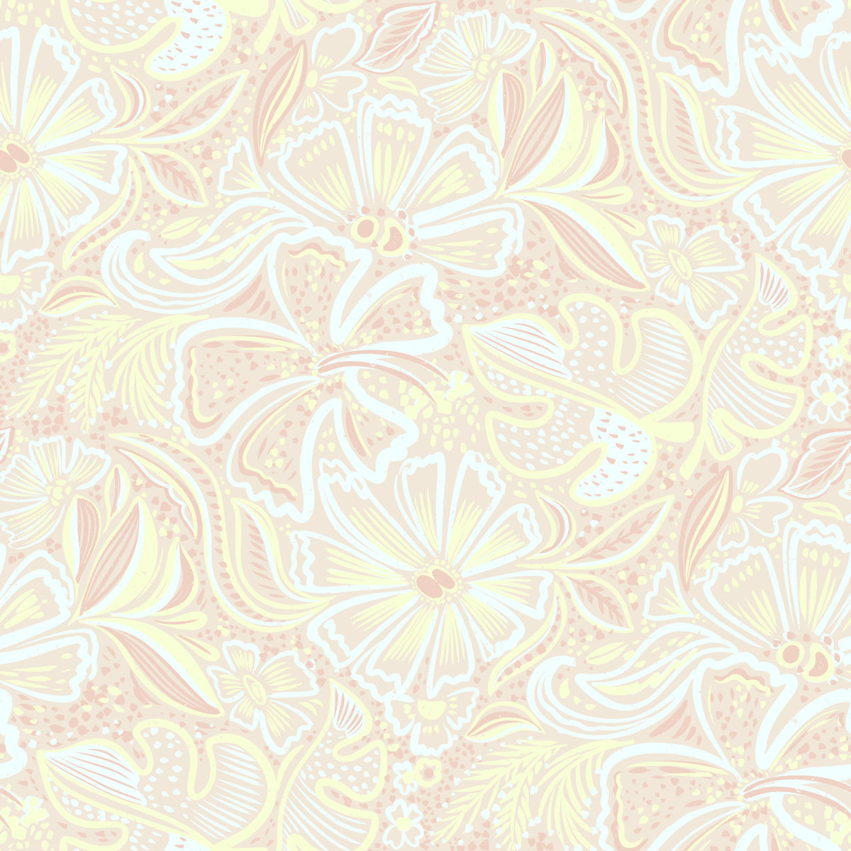 Whimsical Pastel Bloom Swirl Wallpaper⁠ in your room