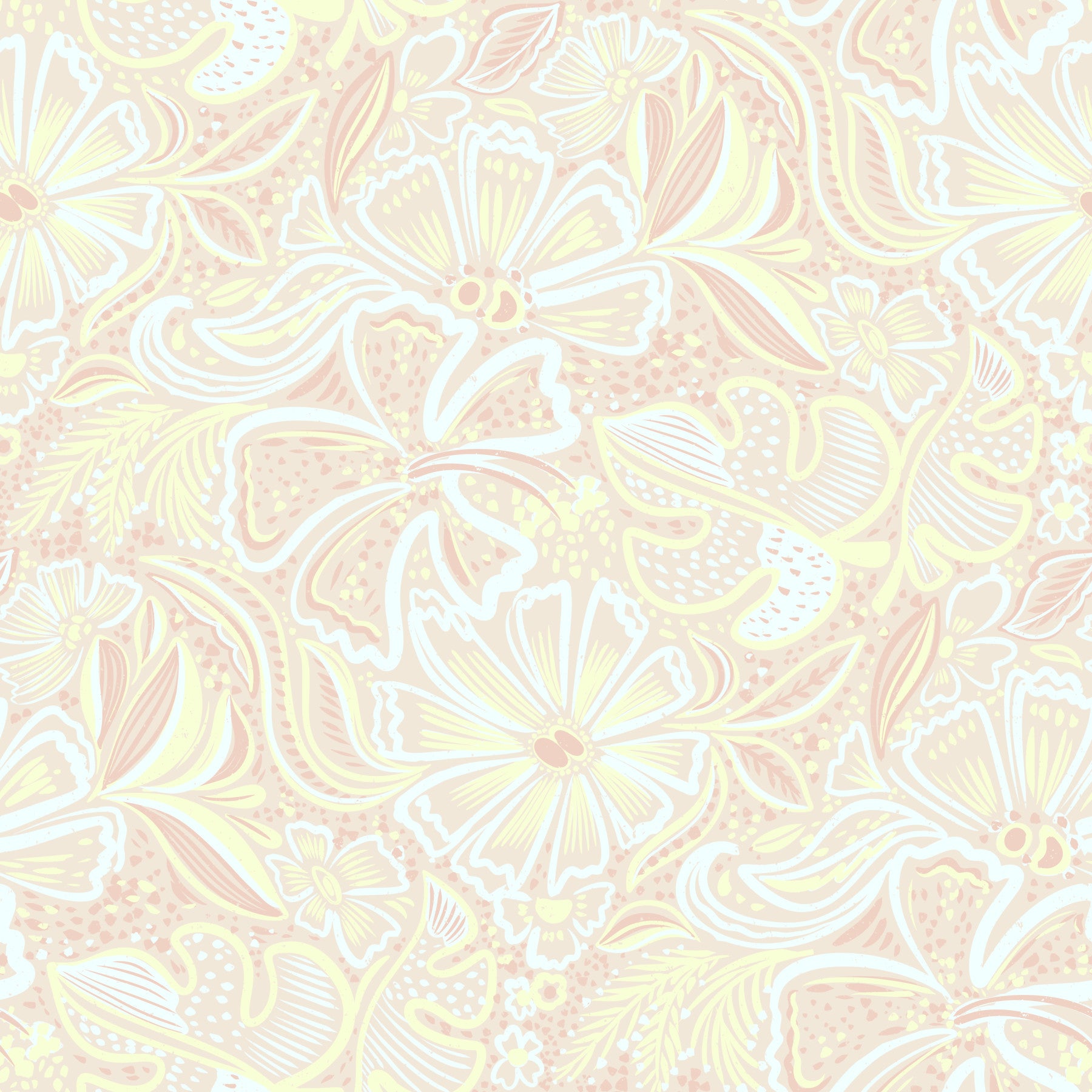 Whimsical Pastel Bloom Swirl Wallpaper⁠