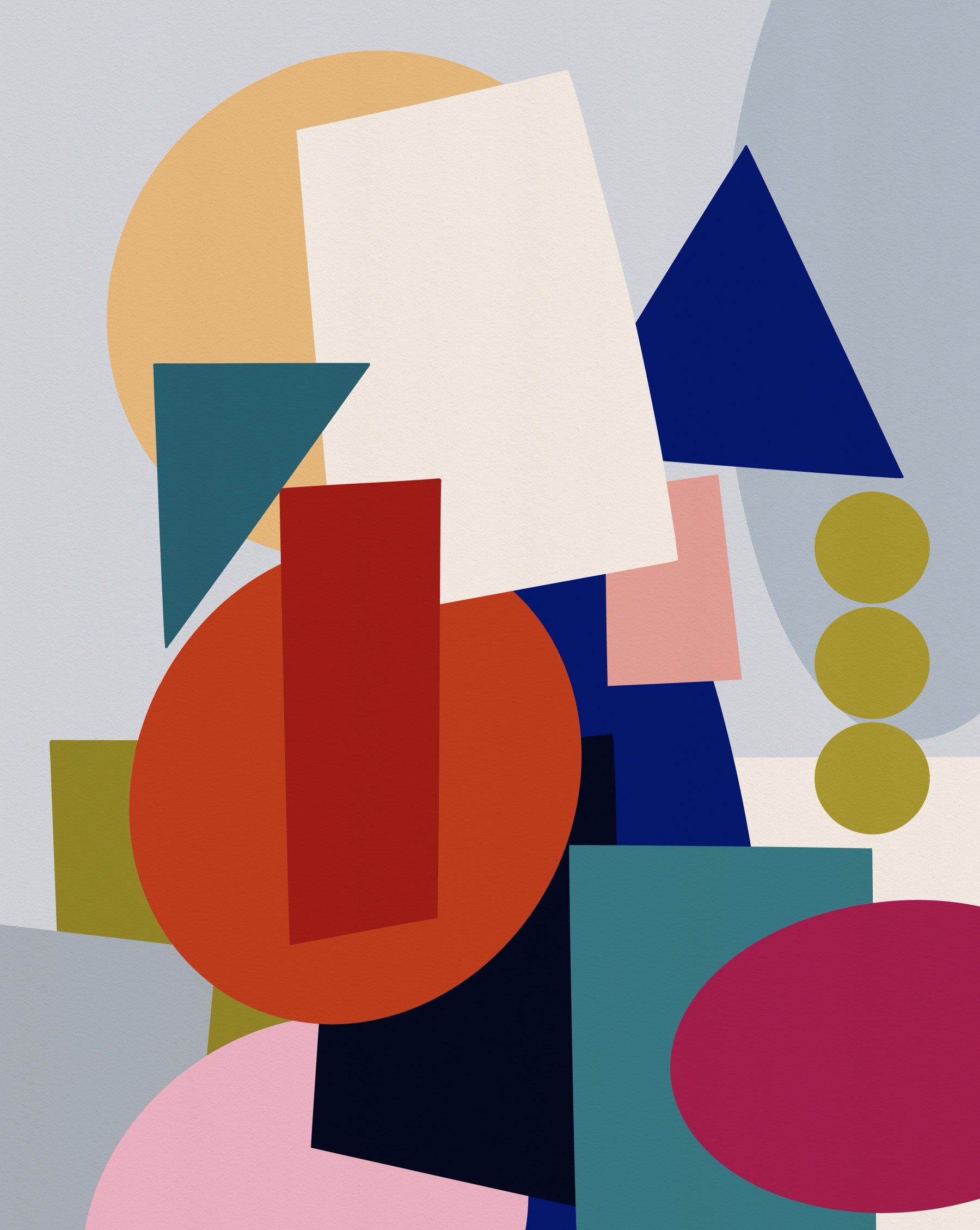 Hallway Playful Geometry Wall Mural with layered triangles and clean shape flow