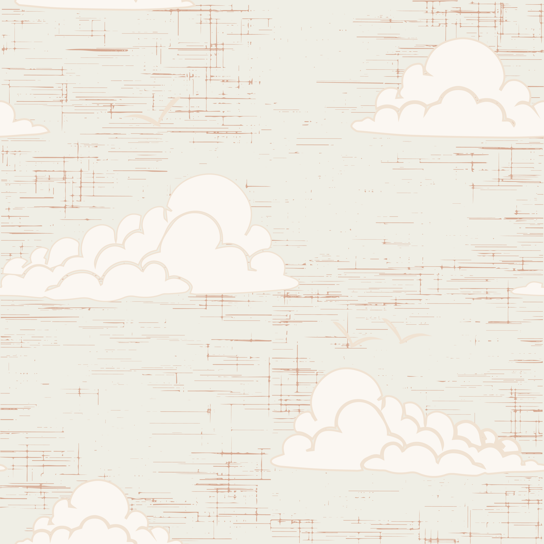 Mid Century Cloud Sky Cream Wall Mural