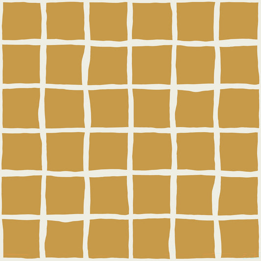 Mid Century Wavy Grid Mustard Wallpaper