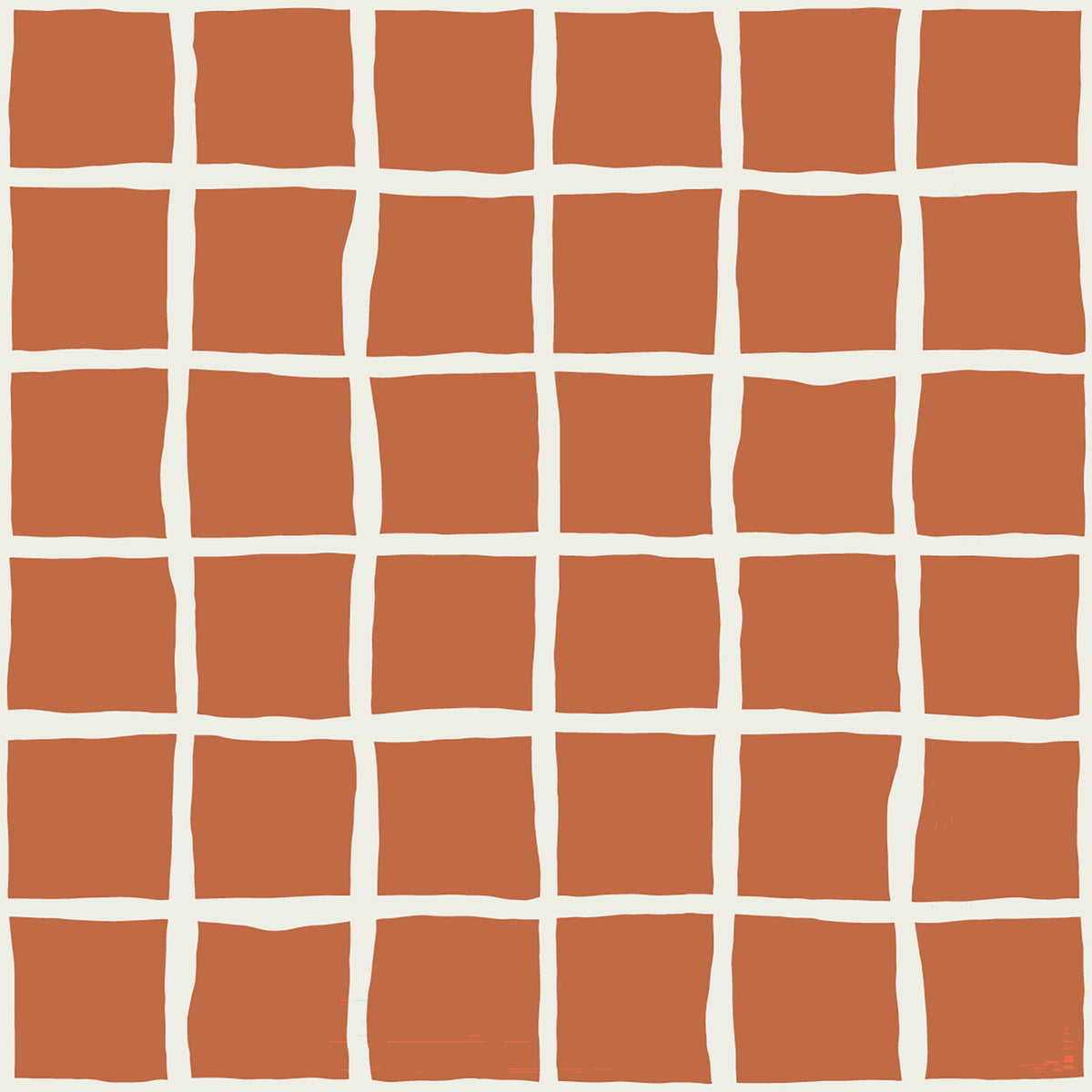 Mid Century Wavy Grid Terracotta Wallpaper