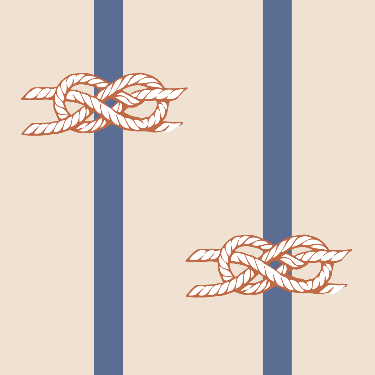 Nautical Rope Stripe Beige Navy Wallpaper in your room — zoomed