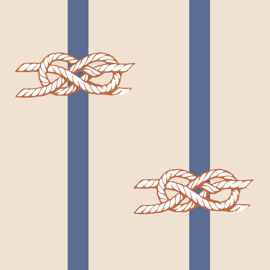 Nautical Rope Stripe Beige Navy Wallpaper