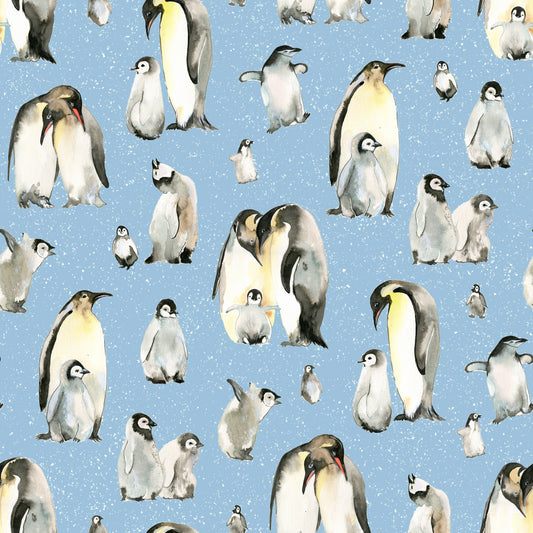 Penguin Family Soft Blue Wallpaper⁠