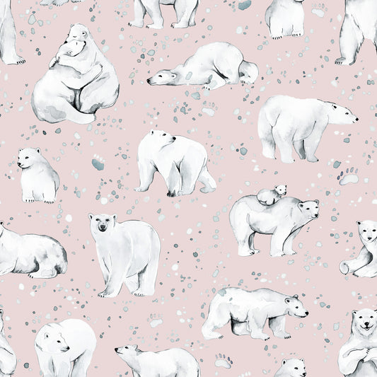 Sweet Arctic Bears Dreams Pink Wallpaper⁠